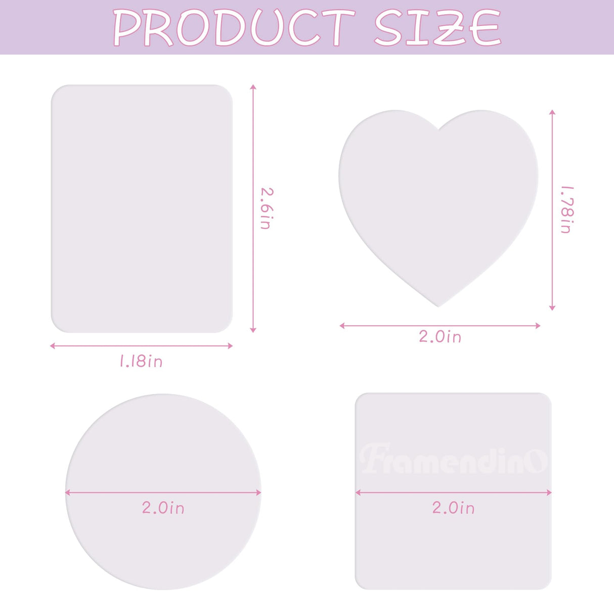 Framendino, 4 Pack Sublimation Blank Car Air Vent Clips Heat Transfer Car Diffuser Vent Scent Perfume Clip 4 Styles(Heart Square Round Rectangle) Framendino