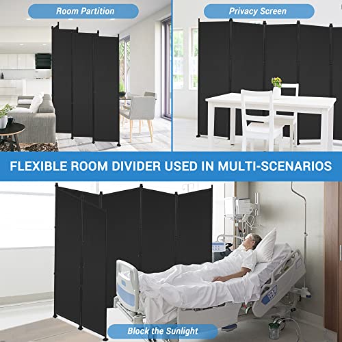 MAYOLIAH 6 Panel Room Dividers Folding Privacy Screen, 10ft Wide 6ft Tall Partition Office Walls Separator with Small Base, Black MAYOLIAH