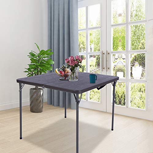 REDCAMP 34" Square Folding Card Table with Resin Top, Portable Fold in Half Small Card Tables with Collapsible Legs for Adults Indoor Outdoor Use, Brown REDCAMP