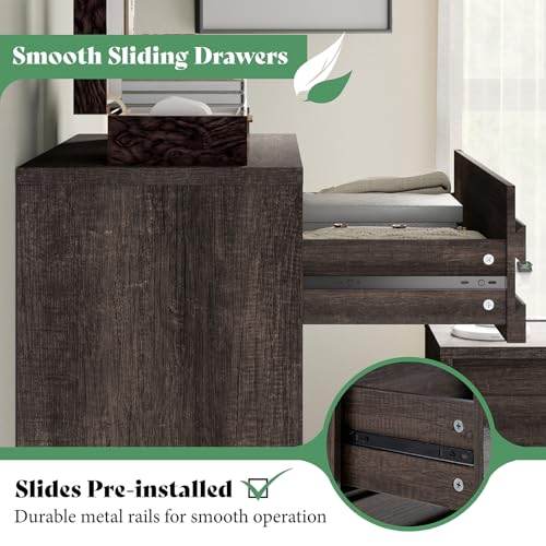 AMERLIFE 5 Chest of Drawers for Bedroom, 47" Tall Drawers Dresser with Tilt Handle, Farmhouse Wooden Dresser for Bedroom, Living Room, Hallway, Grey AMERLIFE