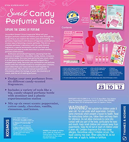 Thames & Kosmos Sweet Candy Perfume Lab STEM Kit | Design & Make Candy-Scented Perfumes! | Explore The Science of Scents | Includes Candy-Shaped Perfume Bottle with Atomizer and 6 Sweet Fragrances Thames & Kosmos