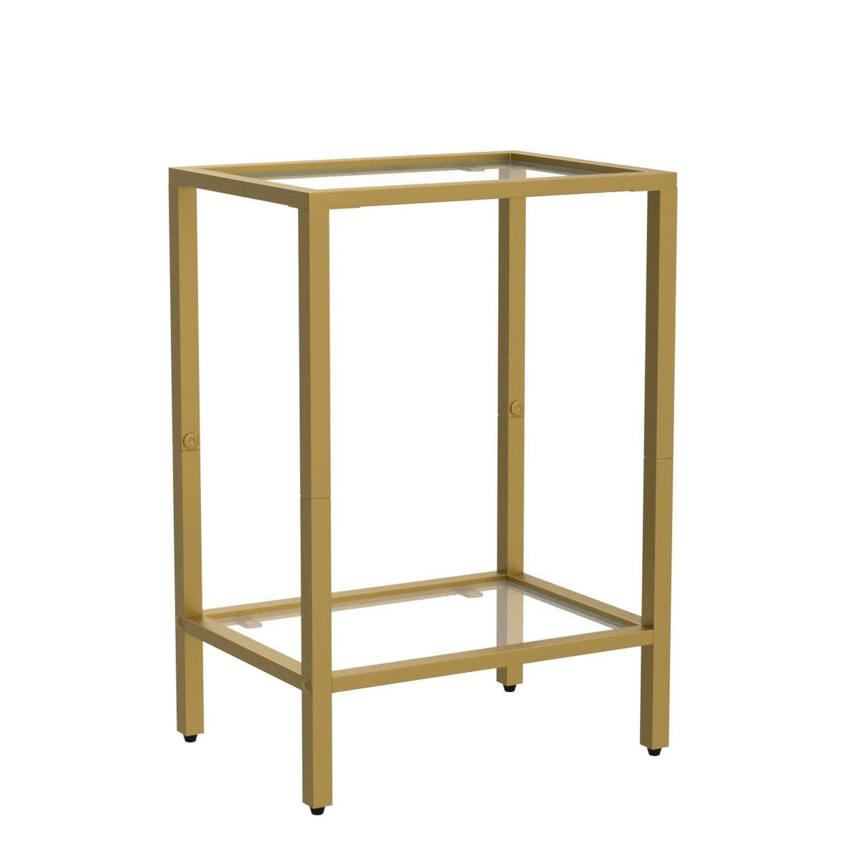 HOMSHO Side Tables Set of 2, End Tables with Tempered Glass, 2-Tier Nightstands with Storage Shelves, Coffee Table with Modern Style, Slim Sofa Table for Living Room, Bedroom, 11.8" D x 15" W, Golden HOMSHO