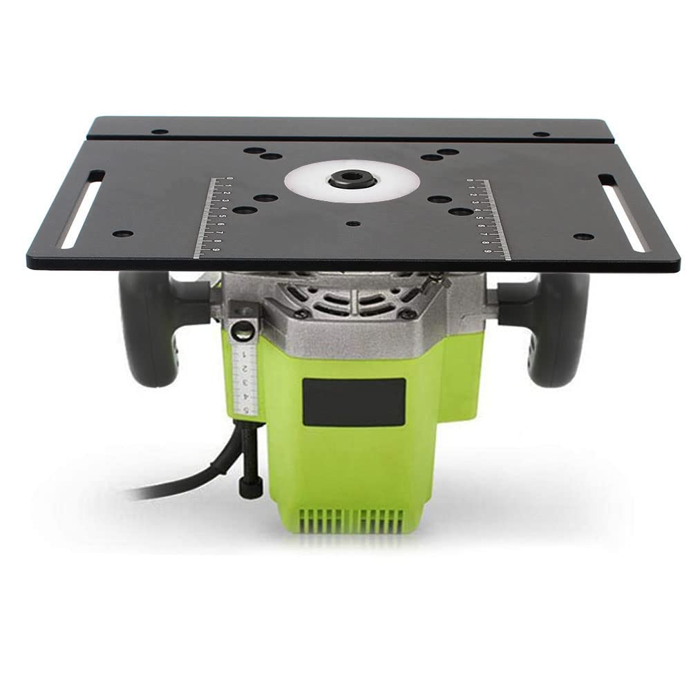 KETIPED Aluminium Router Table Insert Plate,Woodworking Benches Router Flip Plate W/Miter Gauge Guide Aluminium Fence Sliding Brackets,Multifunctional Trimming Engraving Table,MG-054BK KETIPED