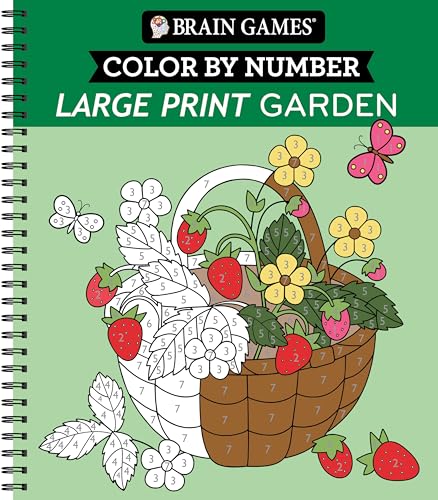 Brain Games - Color by Number - Large Print: Garden WoodArtSupply