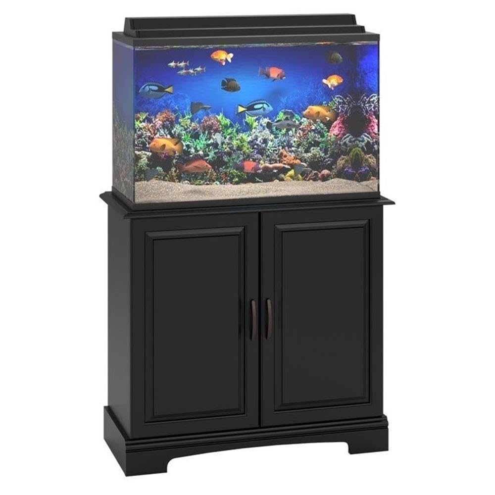 Ollie & Hutch Harbor 29 - 37 Gallon Aquarium Stand in Black | Modern Fish Tank Stand with Storage Shelves | Fits up to 37 Gallon Tanks | Flipper Collection | Ideal for Fresh or Saltwater Aquariums Ollie & Hutch