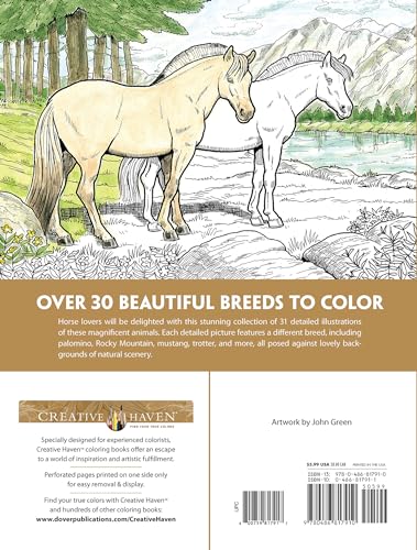 Adult Coloring Great Horses Coloring Book (Adult Coloring Books: Animals) Dover Publications