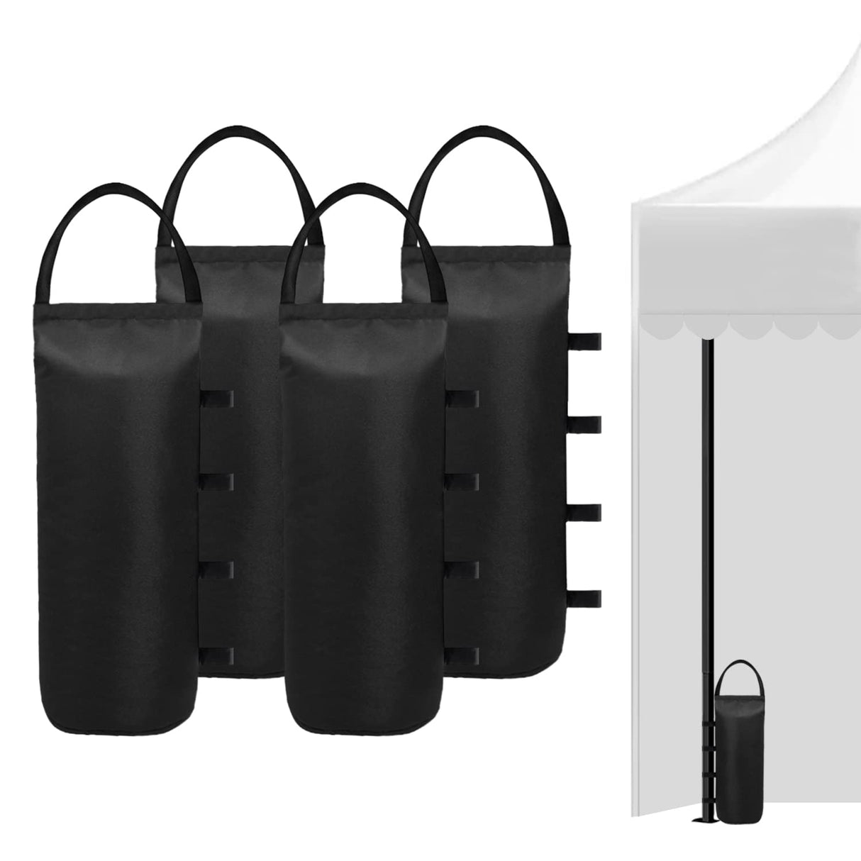 4 (Black) Cylindrical Sand Bags Weights for Canopy Weight Bag Outdoor Advertising Tent Sunshade Fixed Windproof sandbag Bag Weight Bags for Pop up Canopy Tent (Without Sand) IALNAI