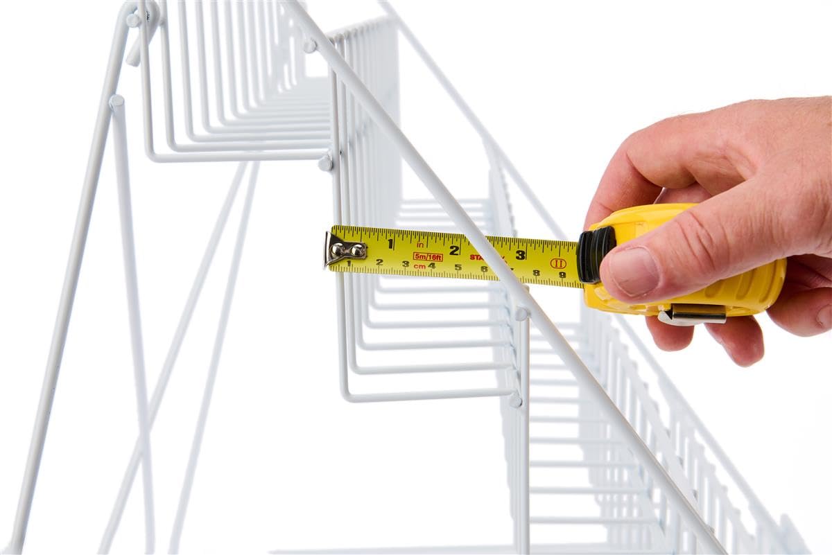 Displays2go 6-Tier Wire Countertop Rack for Literature, Open Shelving Accommodates a Variety of Items, Small Sign Channel - White Displays2go