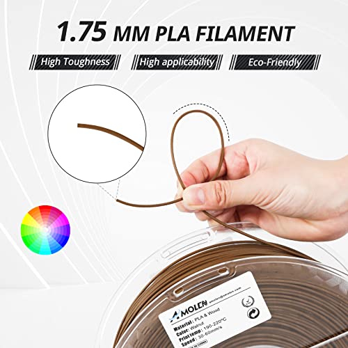 AMOLEN Walnut Wood Printing Filament 1.75mm PLA 3D Printer Filament 3D Printer Filament with Real Wood Fiber Wood Texture Filament,1KG AMOLEN