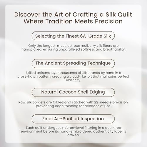 THXSILK Pure Mulberry Silk Comforter Cool for Summer, Grade 7A Natural Mulberry Silk Filled Duvet Luxury Bedding, Cotton Cover, King Size 102in x 91in/260cm x 230cm, Weight 1.98lb/0.9kg THXSILK