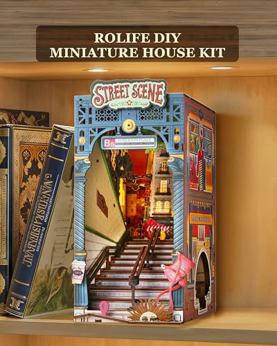 Rolife Book Nook Kits DIY 3D Wooden Puzzle for Adults 10" Subway Urban Street Scene Decorative Bookends Bookshelf Insert Decor Creative Chirstmas Thanks Giving Gift for Men Women