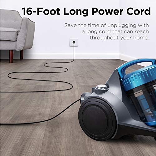 Eureka WhirlWind Bagless Canister 2.5L Vacuum Cleaner, Lightweight Vac for Carpets and Hard Floors, NEN110A, Blue Eureka