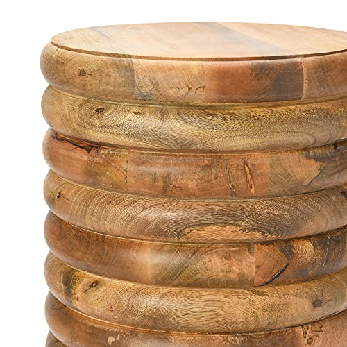 Creative Co-Op Dossier Vintage-Inspired Solid Wood Flat top for use, Natural Finish Stool/End Table Creative Co-Op