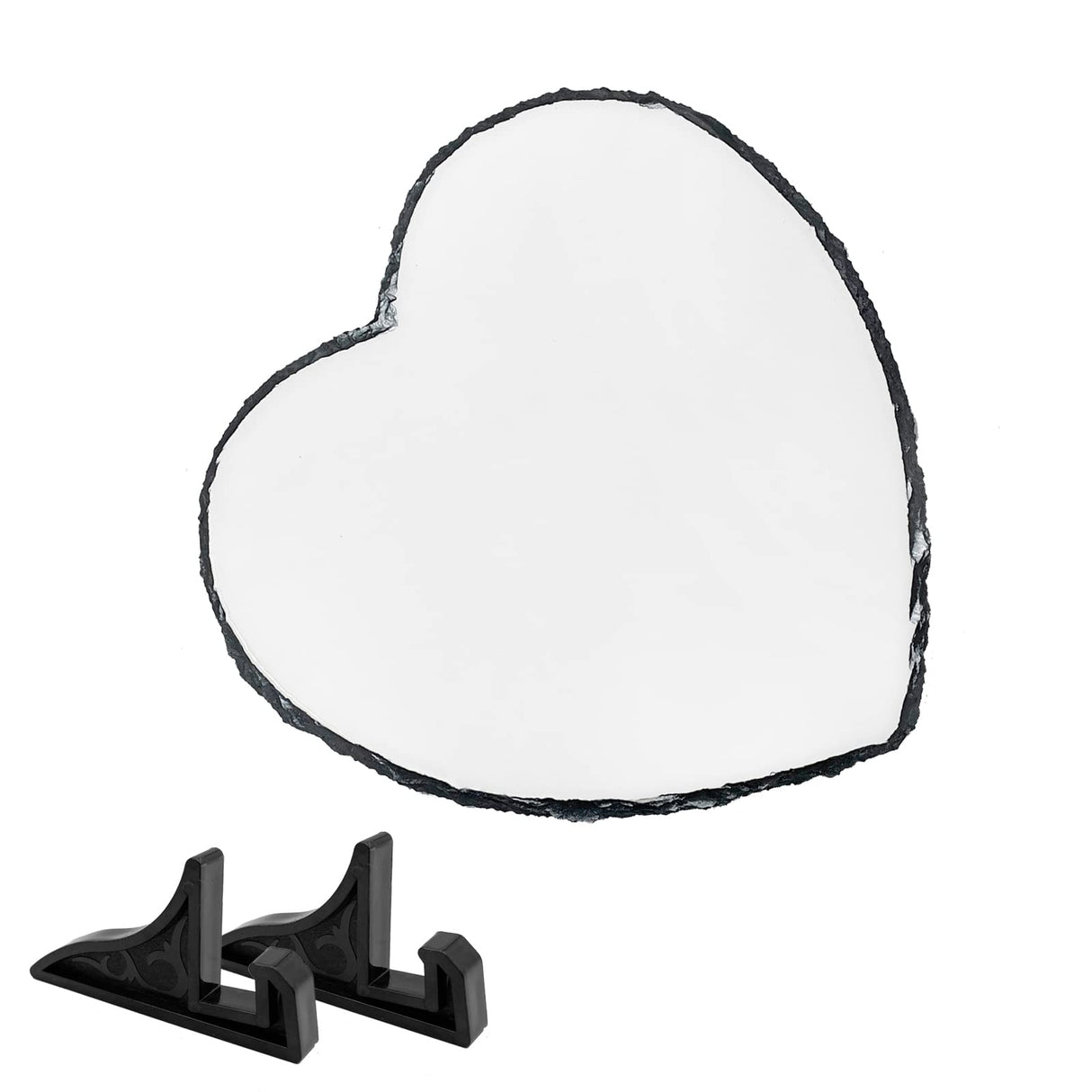 XHKDSYMC 1 PC Sublimation Slate Blanks, Heart Shape Sublimation Blank Slate Rock Stone 7.9x7.9 Inch Sublimation Photo Slate with Display Holder for Heat Press Printing XHKDSYMC