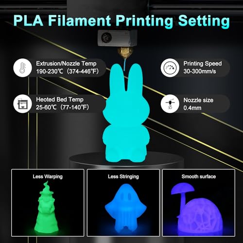 Kretrum 3D Printer Filament Glow in Dark PLA 1.75 mm Dimensional Accuracy +/- 0.02 mm 1 KG 2.2 lbs Neatly Shiny Spool Widely Suitable for Most FDM 3D Printer Glow in The Dark Blue Kretrum