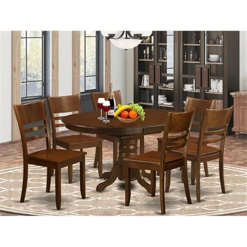 East West Furniture KELY7-ESP-W 7 Piece Dining Table Set Consist of an Oval Dining Room Table with Butterfly Leaf and 6 Wooden Seat Chairs, 42x60 Inch, Espresso East West Furniture