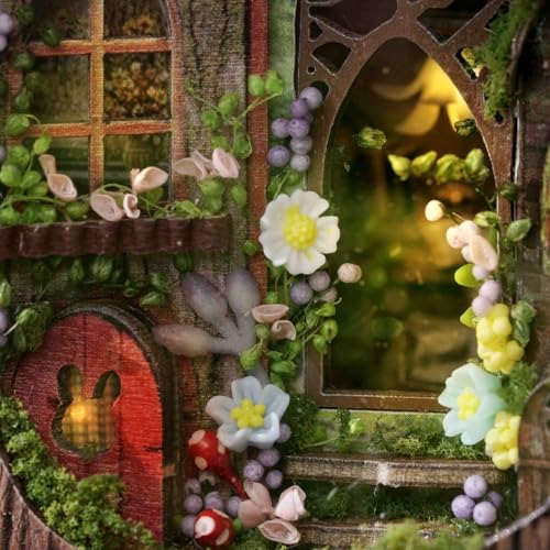 ESTUSR DIY Miniature Dollhouse Kits - Wooden Mini Model House with LED Lights, Tiny Furniture & Accessories – Craft Building Kits for Teens & Adults (Forest Wonderland) – Birthday Valentine's Gift