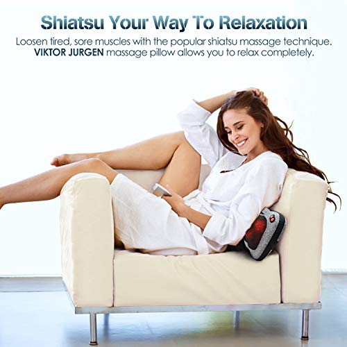 VIKTOR JURGEN Shiatsu Back Massager with Heat, Mothers Day Gifts for Mom, Dad, Women, Men, Deep Tissue Massage for Neck, Shoulder, Upper & Lower Back Pain Relief, Electric Kneading 3D Massage Pillow VIKTOR JURGEN
