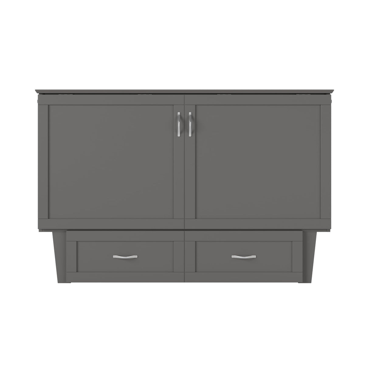 AFI, Monroe Queen Murphy Bed Chest with 6" Mattress, Storage Drawer & Built-in USB Charger, Grey AFI