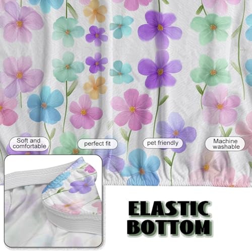 Fipuivrn Colorful Cherry Blossom Print Armless Futon Sofa Cover, Anti Scratch Furniture Protector Breathable Folding Sofa Bed Slipcover with Stretch Bottom for Kids and Pets Fipuivrn