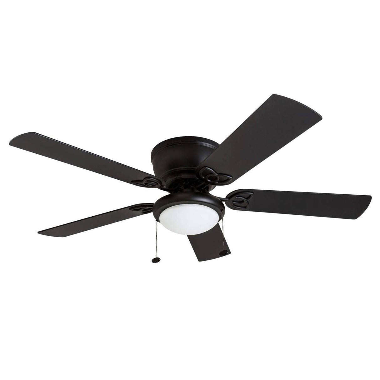 Prominence Home Benton Traditional 52 Inch Ceiling Fan with Light, LED Flush Mount Ceiling Fan, Indoor Fan with 5 Blades, Matte Black and Gray Cedar Blade Finish Options, Matte Black (50853-01) Prominence Home