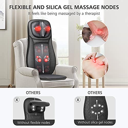 Snailax shiatsu Neck & Back Massager with Heat, Full Back Kneading Shiatsu or Rolling Massage, Massage Chair pad with Height Adjustment, Back Massager for Neck and Shoulder Snailax