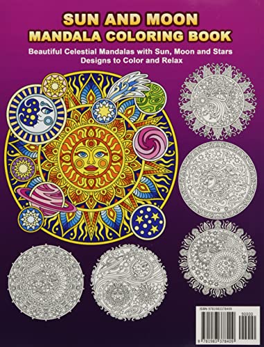 Sun and Moon Mandala Coloring Book: Beautiful Celestial Mandalas with Sun, Moon and Stars Designs to Color and Relax Majosta