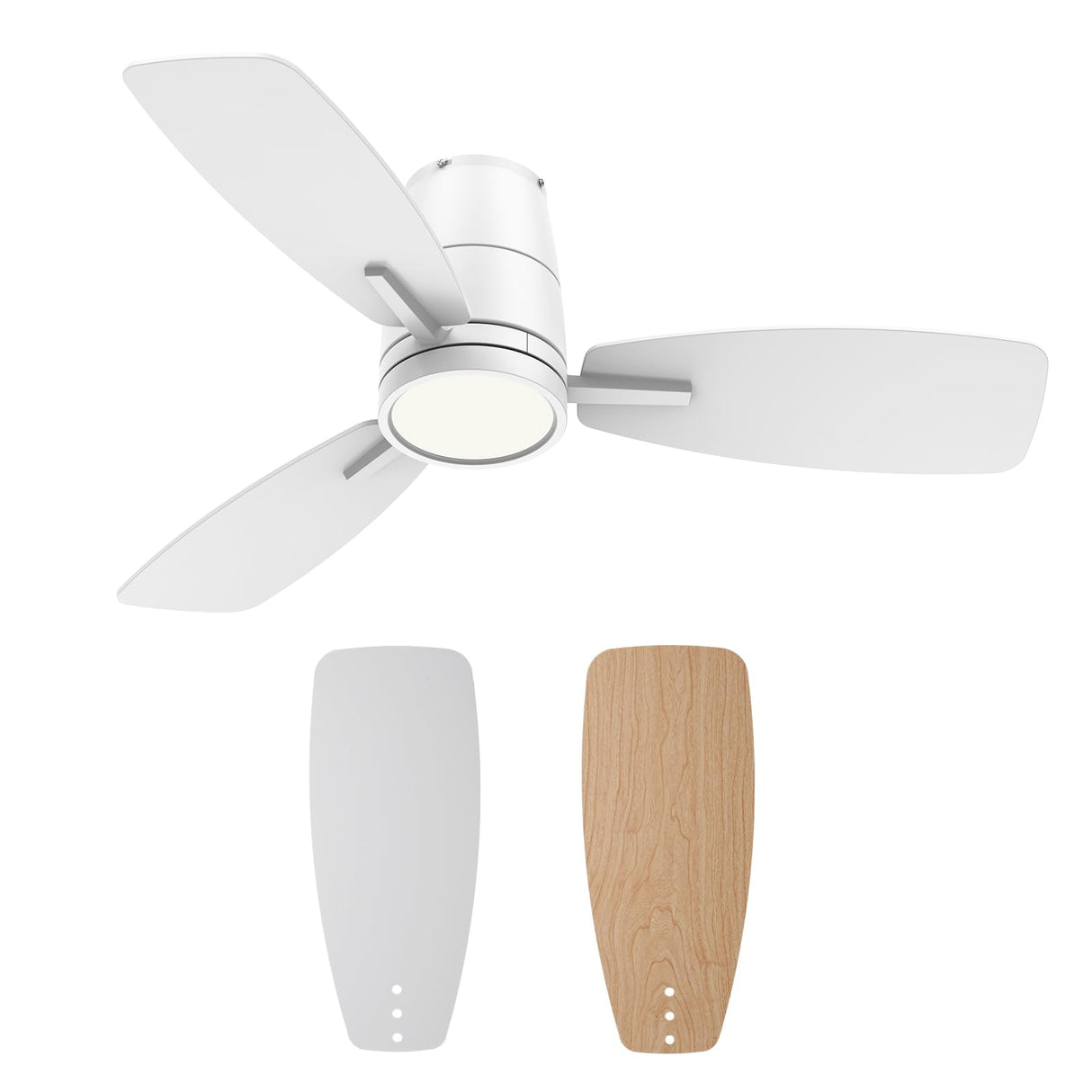 TALOYA 42inch Ceiling Fans with Lights and Remote Control, Quiet DC Motor, Double-faced Blades, Modern Low Profile Ceiling Fan for Bedroom, Living Room, Dining Room, Office TALOYA