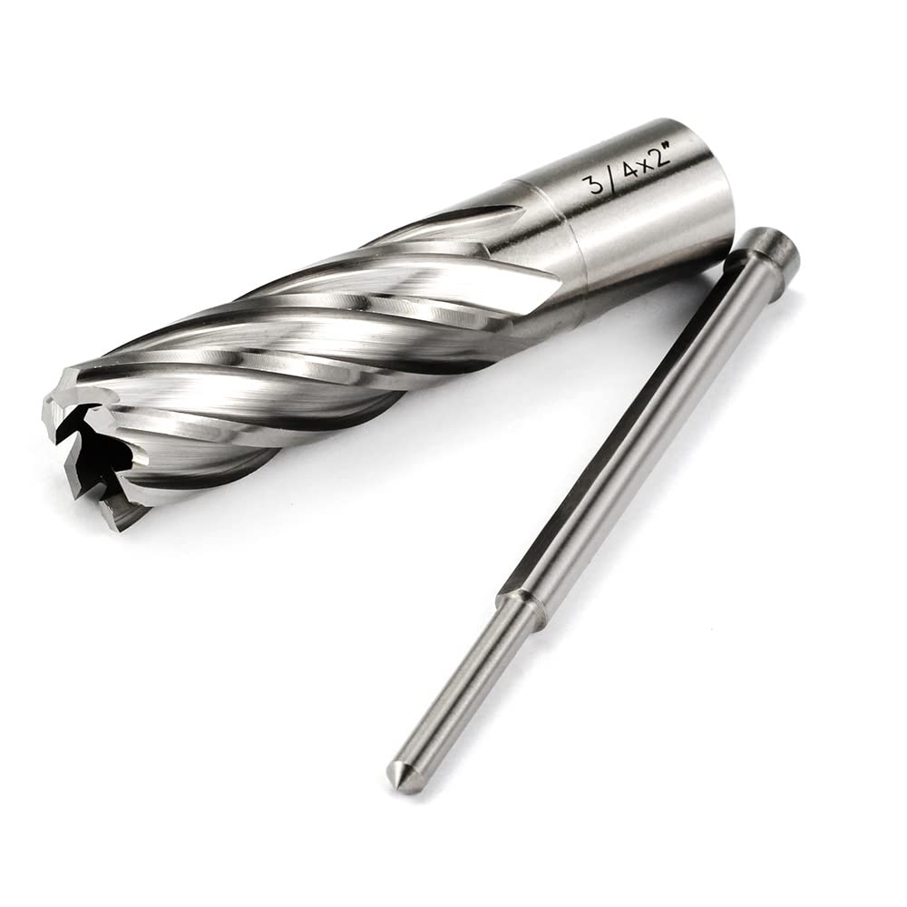 OSCARBIDE Annular Cutter 3/4 inch Cutting Diameter 2 inch Depth of Cut,3/4 inch Weldon Shank 2 Flat Mag Drill Bit with Pilot Pin for Magnetic Drill Press,1 Piece OSCARBIDE