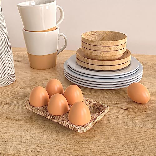 6 PCS Fake Eggs Easter Eggs for Craft Nest Eggs Brown Wooden Eggs for Laying Chickens YunKo