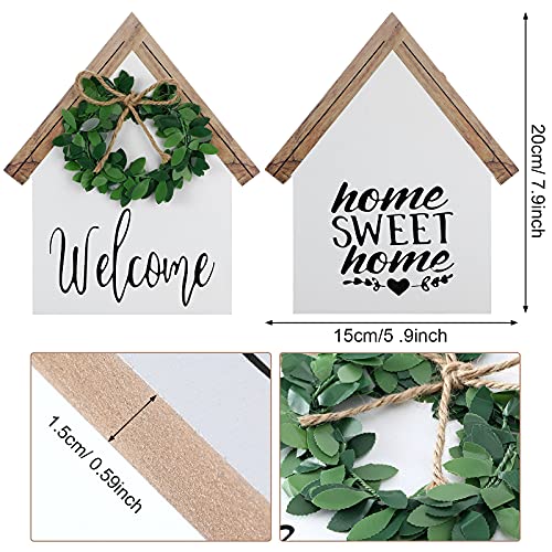 Jetec Wood Welcome Home Sign Sweet Home Tiered Tray Decor Farmhouse Decor Home Sign Shelf Decor House Shape Double Sided Home Sweet Home Decor Home Sign for Living Room Window Shelf Desk Office Jetec