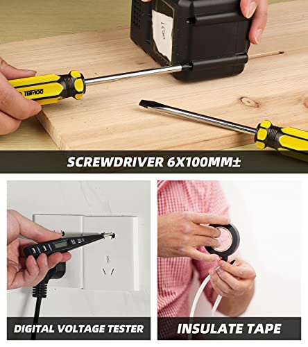 DOWELL Small Homeowner Tool Set 9 Pieces General Household Small Hand Tool Kit with Plastic Tool Box Storage Case DOWELL