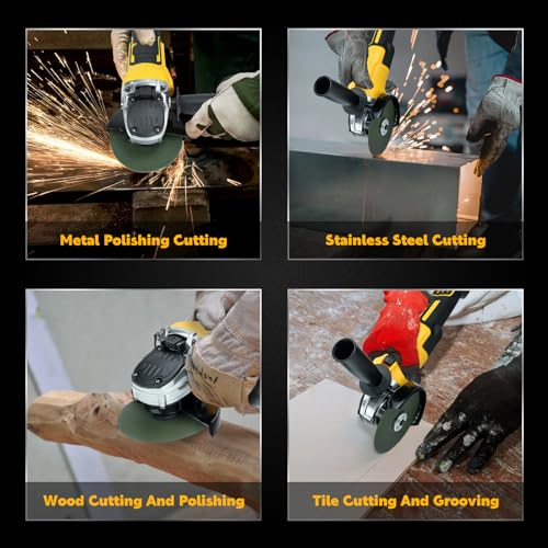 Cordless Angle Grinder for Dewalt 20v Batteries, 6600RPM Brushless Electric Grinder, 4 Variable Speed Metal Grinder for 4.9''Wheels with Adjustable Auxiliary Handle for Cutting, Polishing(No Battery) HLiePiHa
