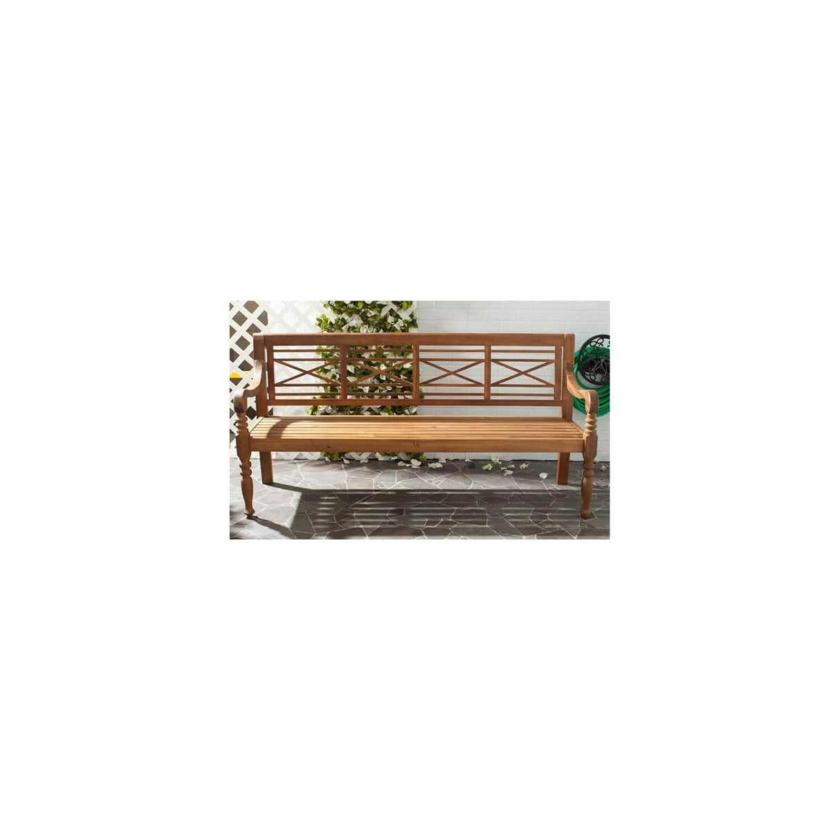 Safavieh Patio Collection Martin Adirondack Acacia Wood Bench, Natural Safavieh