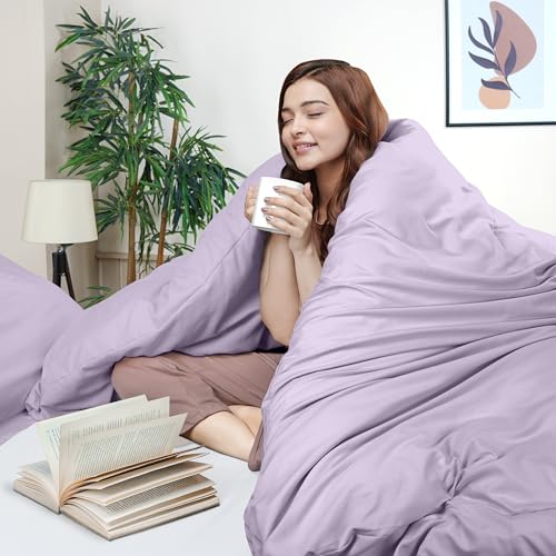 Utopia Bedding Duvet Cover Twin Size - 2 Piece with Zipper Closure - 1 Comforter Cover 68X90 Inches & 1 Pillow Sham 20X26 Inches (Lavender) Comforter Not Included Utopia Bedding