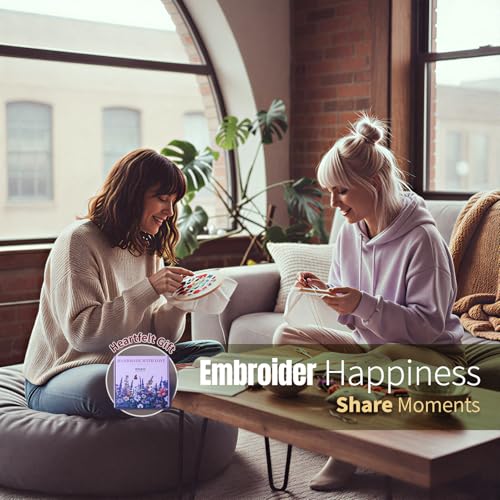 ETSPIL Embroidery Kit for Adults & Beginners — Learn Easily with 4K Videos, 2 Hoops, Pre-Printed Floral Patterns, Beginner-Friendly Stitches, Relaxing Craft for Women