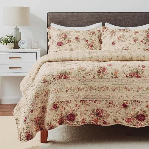 Greenland Home Antique Rose Full/Queen Quilt Set, Ecru Greenland Home Fashions