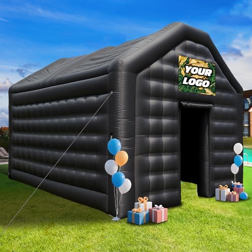 GR8FUN Small Inflatable Nightclub Tent 16.5x13x11.5Ft with Blower, Oxford Fabric Black Party Tent, Gazebo Event House for Backyard, Birthday, Rental Use GR8FUN