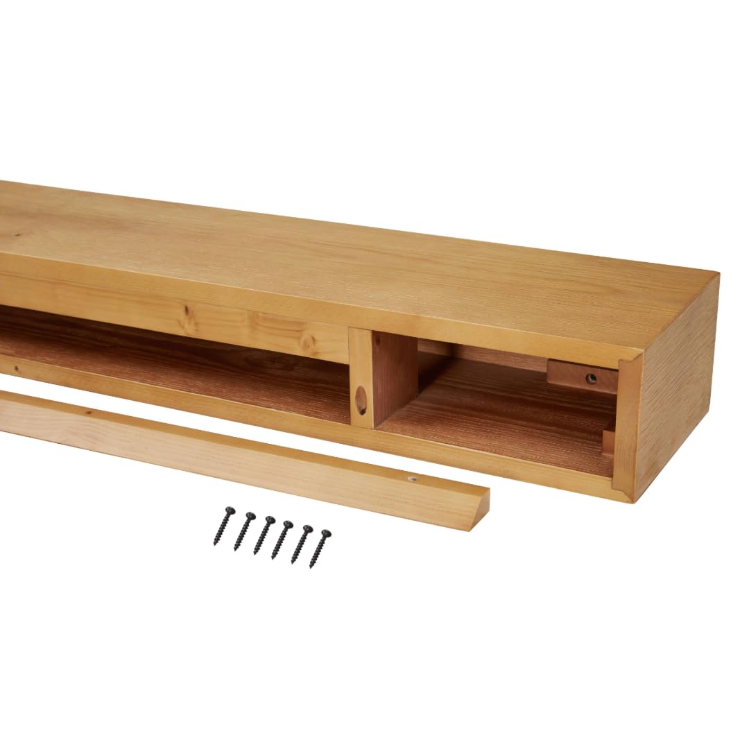 Touchstone Encase 84-Inch Floating Mantel for Electric Fireplaces – Rustic Solid Wood – Farmhouse Style Shelf – Natural Finish – Model 90008 Touchstone