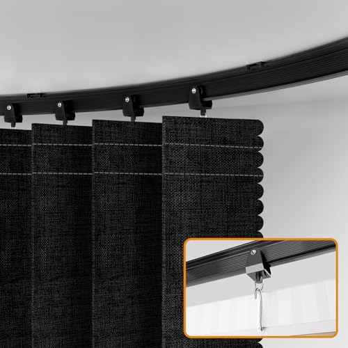 JILRON Accordion-Style Room Divider with Ceiling Track - Foldable Partition Curtain, Easy Installation(Black 100" W x 84" L-Pack of 1) Jilron