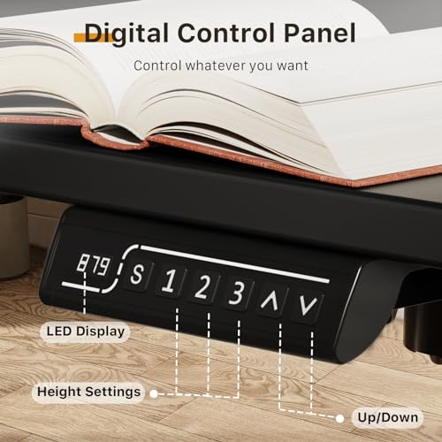 JOY worker Small Electric Standing Desk, 35" x 20" Whole Piece Height Adjustable Desk with Memory Controller, Black Sit to Stand Desk Workstation for Home Office JOY worker
