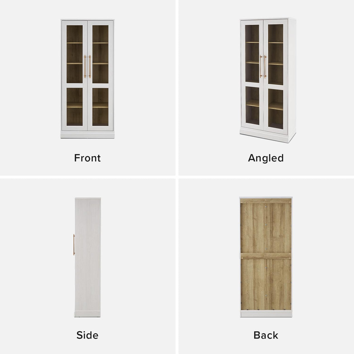 mopio Blake Tall Display Cabinet, Kitchen Buffet Pantry Cupboard, Trophy Display Case, Storage Cabinet Scratch Resistant Acrylic, Modern Farmhouse Curio Organizer (White Oak Acrylic, Set of 2) mopio