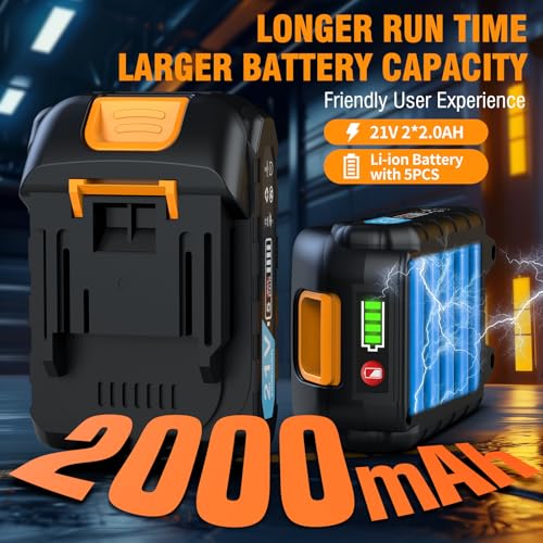 Protmex 3/8'' Cordless Ratchet Wrench, 60FT-LBS (80N.m) Electric Ratchet with 21V 2 X 2.0Ah Battery, 400 RPM Chargeable Power Ratchet Driver Set with 8 Sockets,1/4 Adaptor, 3" Extension Bar Protmex