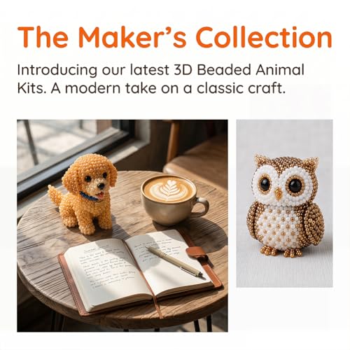 Zoxksho Beaded Animal Kit - Tiny 3D Beaded Animal DIY Kit, Embroidery Making Kit for Beginners for Adults with Instructions, Storage Box (Bouquet 02)