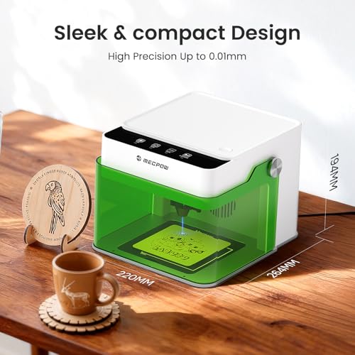 Mecpow M1 Mini Laser Engraver, 5W Laser Cutter Portable Desktop Laser Engraving, 100x100mm Engraving Area, 10000 mm/min Engraving Speed,Accuracy up to 0.01 mm, Eye Protection Design Mecpow