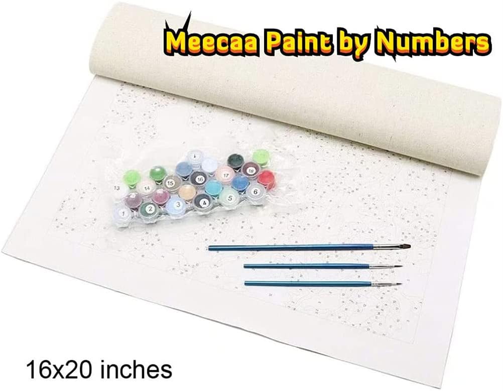 Meecaa Paint by Numbers Water Lily Pond Lotus Impression Kit for Adults Beginner DIY Oil Painting 16x20 inch (Water Lily, No Frame) Meecaa