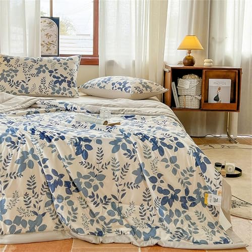 Cooling Blankets For Hot Sleeper, Summer Ice Cool Throw Blanket For Night Sweats, Blue Pattern Reversible Summer Quilted Coverless Duvet Breathable Lightweight Quilt For All Season(200*230cm) DJCFWAF