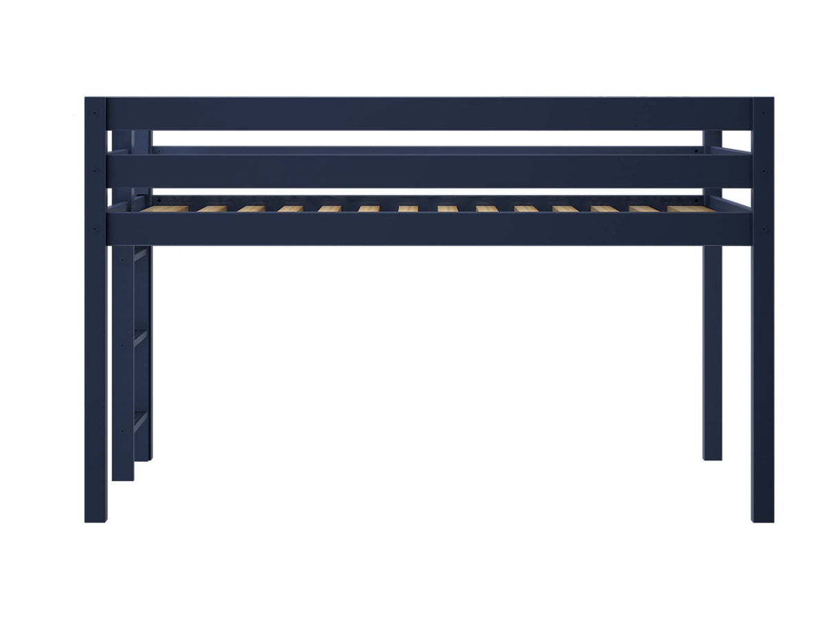 JACKPOT! Contemporary Low Loft Twin Bed with End Ladder, Blue JACKPOT!