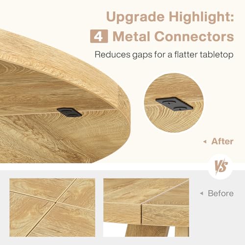 Tribesigns 47 inch Round Dining Table Wood Kitchen Table for Dining Room, 47" Dinner Room Tables for 4-6, Farmhouse Accent Furniture with Wooden Tabletop and Cross Base, Light Wood Tribesigns