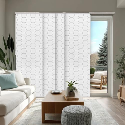 CHICOLOGY Sliding Door Blinds, Blinds for Sliding Glass Doors, Sliding Glass Door Blinds, Vertical Blinds for Patio Doors, Room Divider, Hexagon, W:46-86 x H: 0-96 inch CHICOLOGY